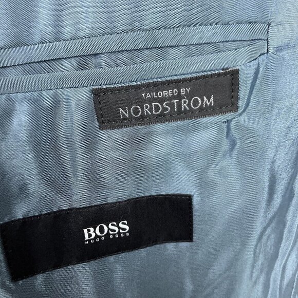 Hugo Boss Blazer Men 42L Blue Pinstripe Classic Career Wool Suit‎ Jacket VTG - Picture 8 of 15